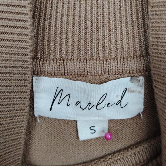 Marled Fine Knit Sweater Top Size Small High neck Dolman Long Sleeve Brown - Picture 6 of 8